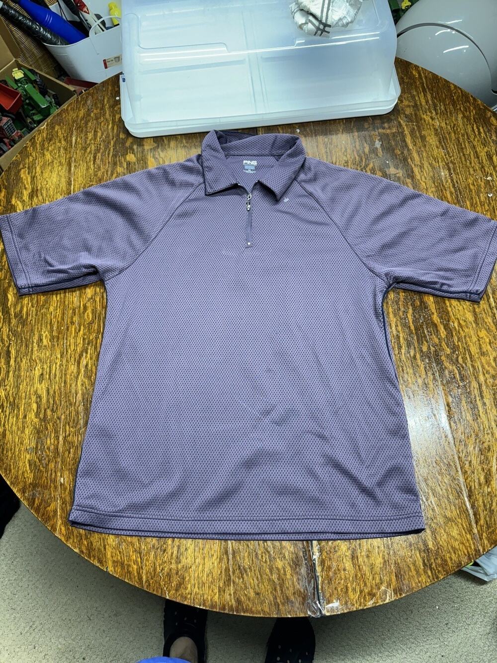 Ping Polo Shirt Men's Size XL Purple Zip Short Sleeve Performance
